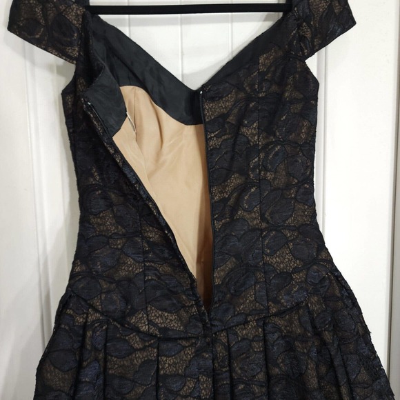 Victor Costa Womens Dress Vtg Black Lace Corset 80s Gothic Prom Puff Gown Size 4 - Picture 12 of 13